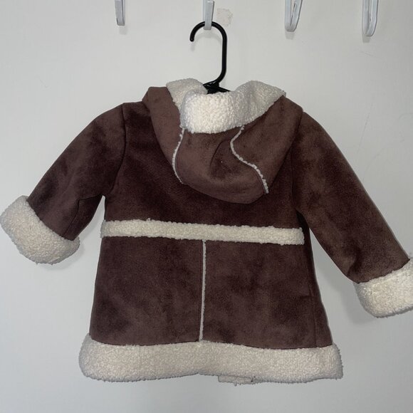 Old Navy Baby Sherpa-Lined Brown Coat With Hood & Button Pockets - Picture 6 of 6